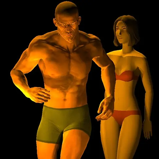 3.	We need as upright a pose as possible, so Quinn gets ready to wolf whistle from behind Sam.